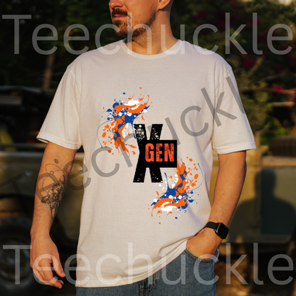 Gen X Paint Splatter T-shirt: Retro 90s Pride Tee. Gen X Humour Unisex Shirt.