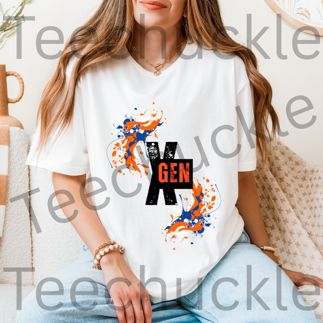 Gen X Paint Splatter T-shirt: Retro 90s Pride Tee. Gen X Humour Unisex Shirt.