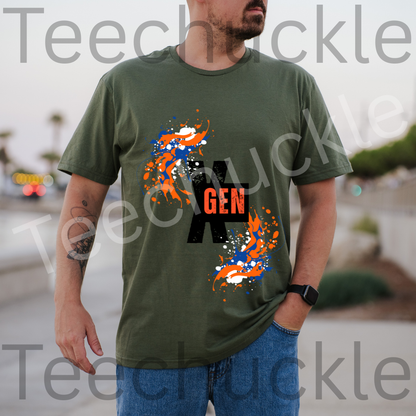 Gen X Paint Splatter T-shirt: Retro 90s Pride Tee. Gen X Humour Unisex Shirt.