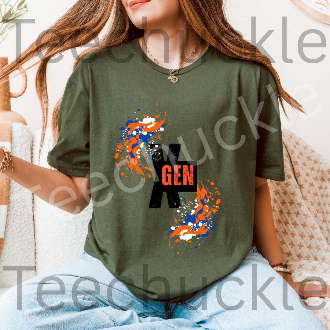 Gen X Paint Splatter T-shirt: Retro 90s Pride Tee. Gen X Humour Unisex Shirt.