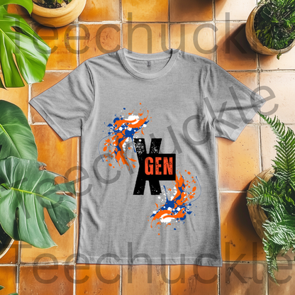Gen X Paint Splatter T-shirt: Retro 90s Pride Tee. Gen X Humour Unisex Shirt.