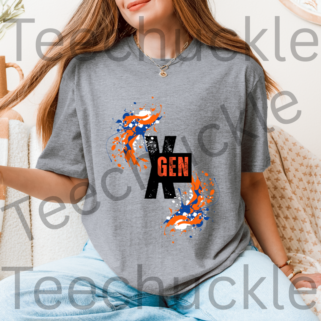 Gen X Paint Splatter T-shirt: Retro 90s Pride Tee. Gen X Humour Unisex Shirt.