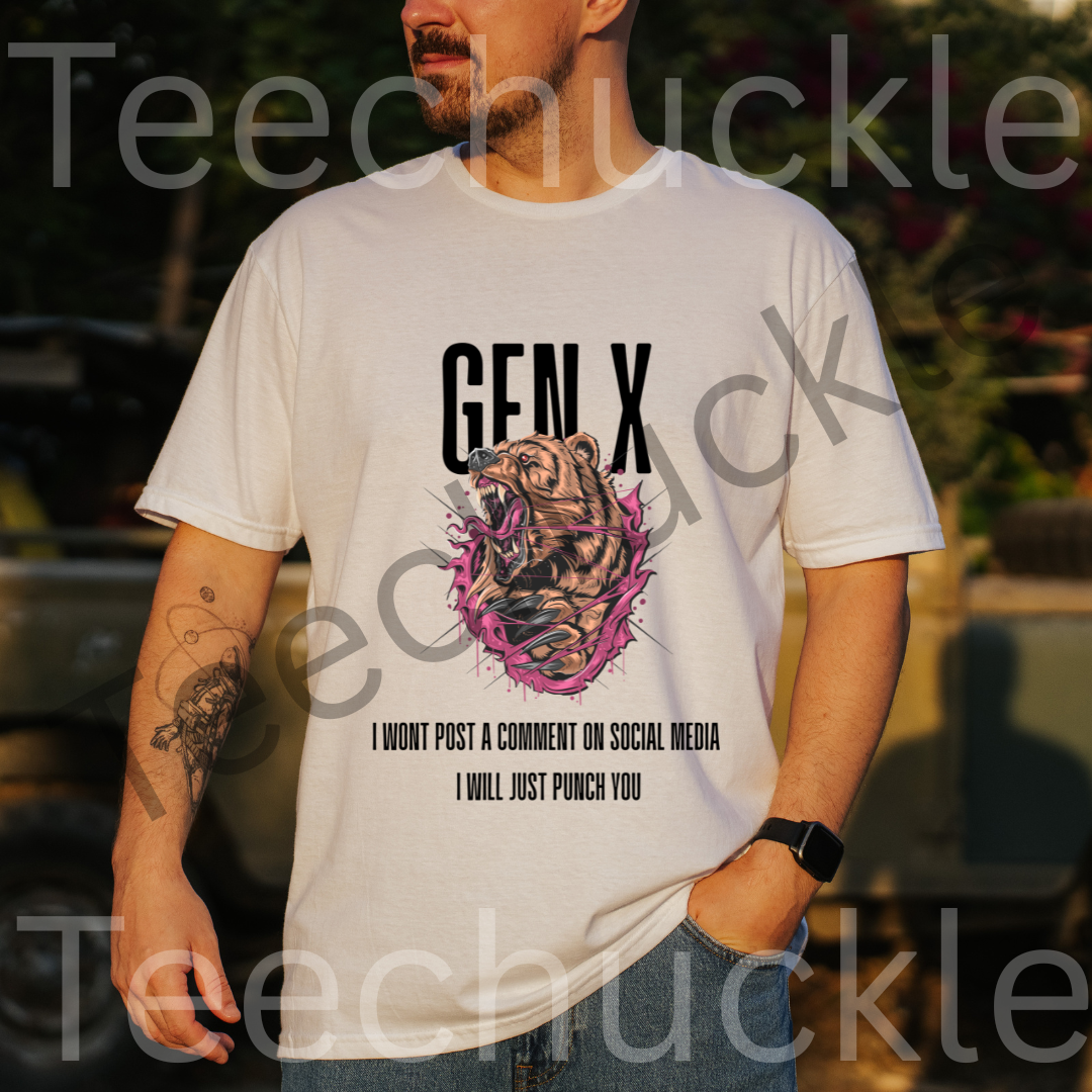 Funny Gen X T-shirt. 80s 90s Nostalgia Retro Shirt. I Dont post on Social Media, I Will Punch You Tee. Unisex Gift Shirt