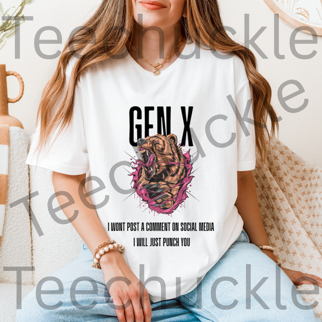 Funny Gen X T-shirt. 80s 90s Nostalgia Retro Shirt. I Dont post on Social Media, I Will Punch You Tee. Unisex Gift Shirt