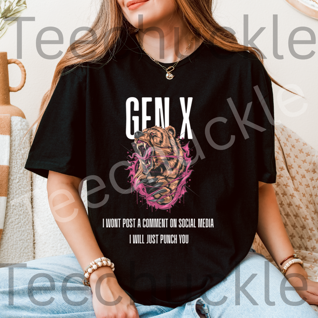 Funny Gen X T-shirt. 80s 90s Nostalgia Retro Shirt. I Dont post on Social Media, I Will Punch You Tee. Unisex Gift Shirt