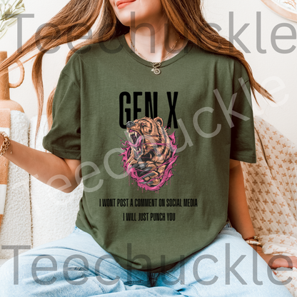 Funny Gen X T-shirt. 80s 90s Nostalgia Retro Shirt. I Dont post on Social Media, I Will Punch You Tee. Unisex Gift Shirt