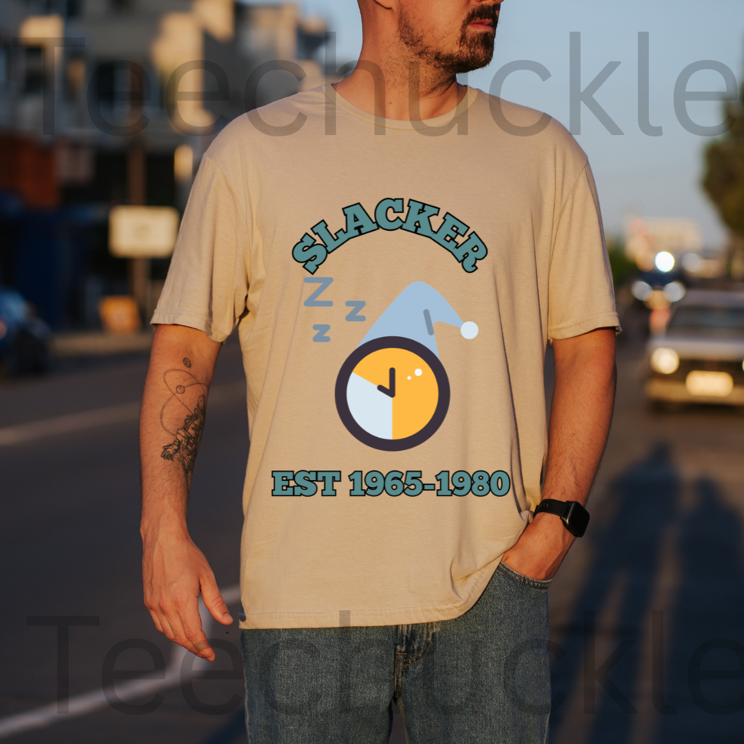 Vintage Gen X Slacker Shirt, Retro 1965-1980 Graphic T-Shirt, 90s Grunge Aesthetic Tee, Funny Generation Birthday Gift, Sarcastic Nostalgia Apparel, Cozy Couch Sleeping Clock Top