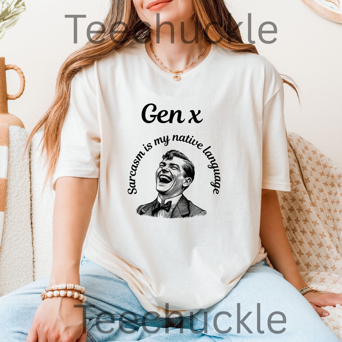 Sarcasm Is My Native Language Shirt, Funny Gen X Graphic Tee, Sarcastic Generation X T-Shirt, Retro Laughing Man Apparel, Vintage Humor Gift