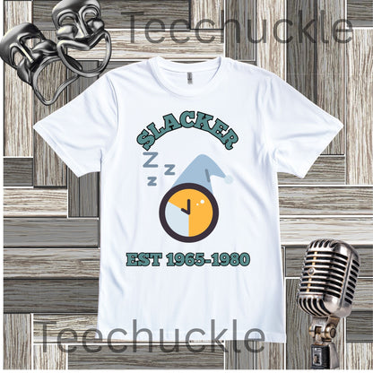 Vintage Gen X Slacker Shirt, Retro 1965-1980 Graphic T-Shirt, 90s Grunge Aesthetic Tee, Funny Generation Birthday Gift, Sarcastic Nostalgia Apparel, Cozy Couch Sleeping Clock Top