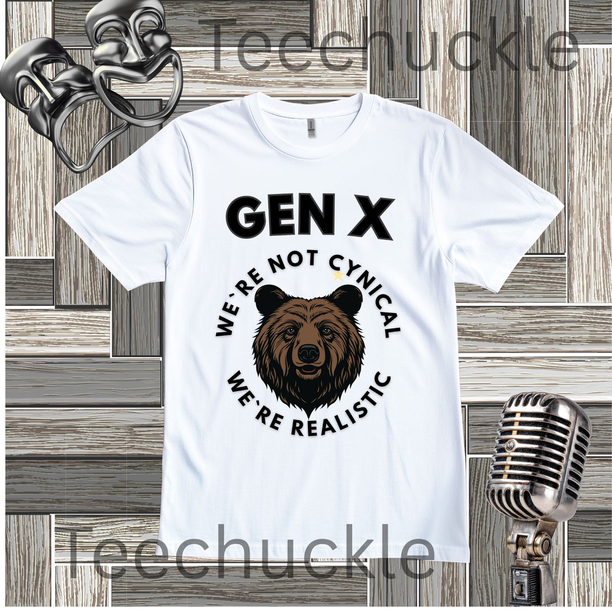 Funny Gen X Bear Shirt, We're Not Cynical We're Realistic T-Shirt, Vintage Generation X Graphic Tee, Sarcastic Latchkey Kid Gift