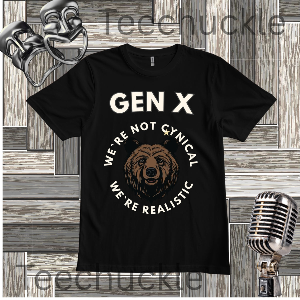 Funny Gen X Bear Shirt, We're Not Cynical We're Realistic T-Shirt, Vintage Generation X Graphic Tee, Sarcastic Latchkey Kid Gift