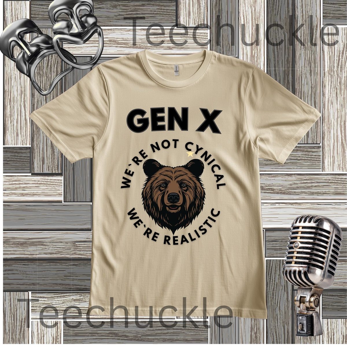 Funny Gen X Bear Shirt, We're Not Cynical We're Realistic T-Shirt, Vintage Generation X Graphic Tee, Sarcastic Latchkey Kid Gift