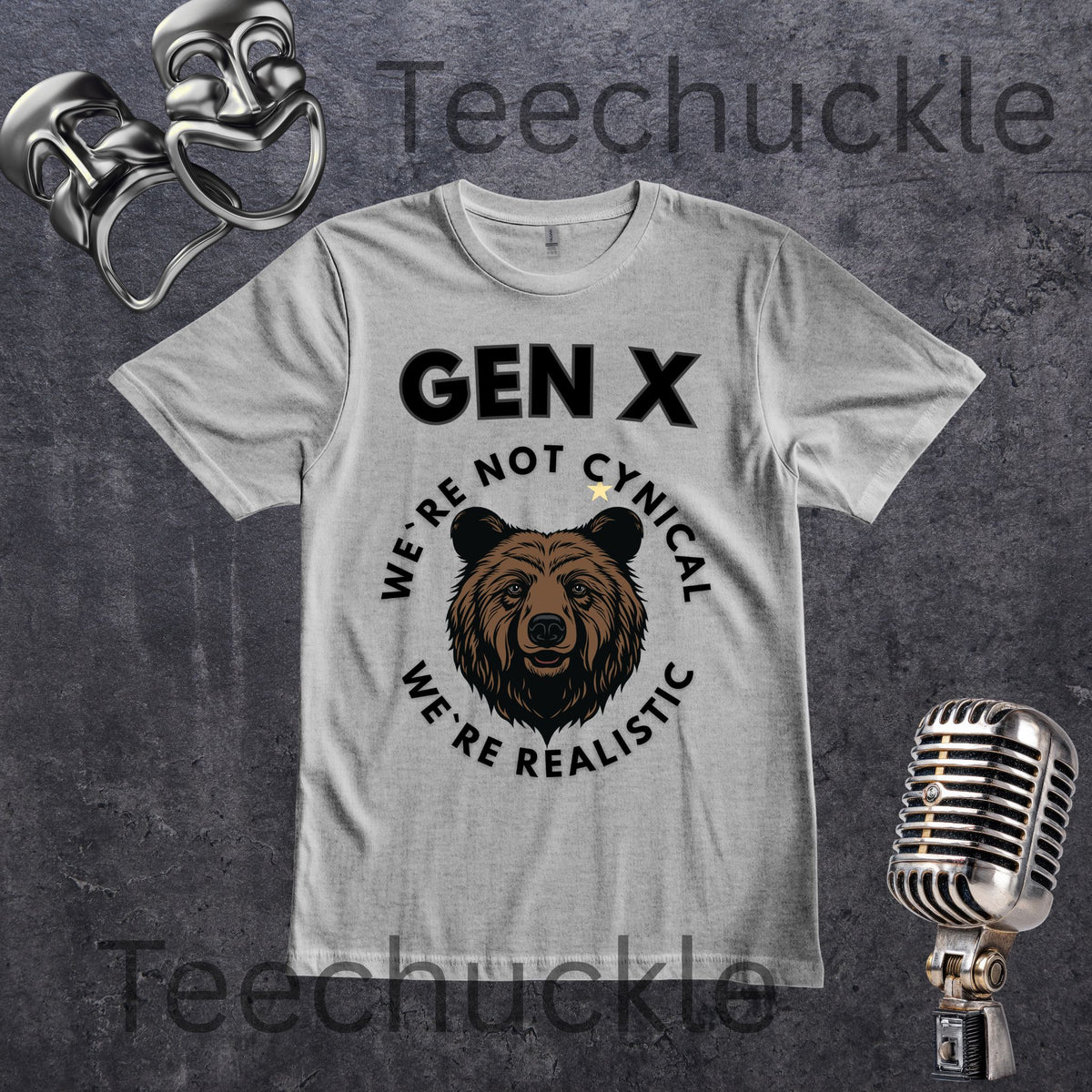 Funny Gen X Bear Shirt, We're Not Cynical We're Realistic T-Shirt, Vintage Generation X Graphic Tee, Sarcastic Latchkey Kid Gift