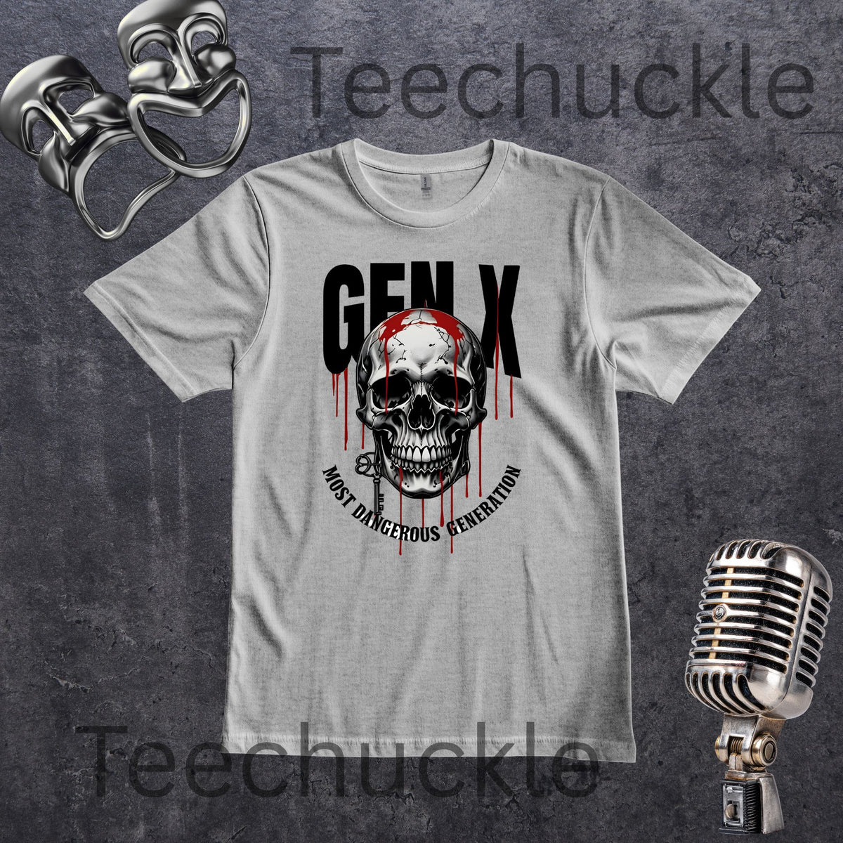 Gen x Most Danagerous Generation T-shirt, Grungy Skull Graphic Tee, Edgy Gothic Biker Style Trash, Distressed Retro Badass Gen X Gift