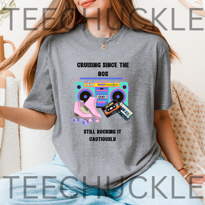 Cruising Since the 80s | Retro Boombox & Roller Skate Graphic Unisex T-Shirt