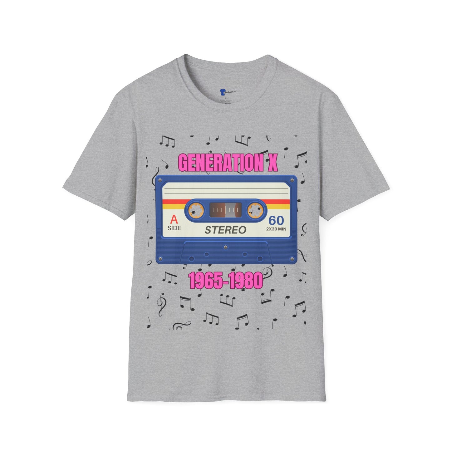 Generation X Shirt 1965 to 1980, Retro 80s Cassette Tape Graphic Tee, Vintage Mixtape Music TShirt, Old School Gen X Apparel Birthday Gift