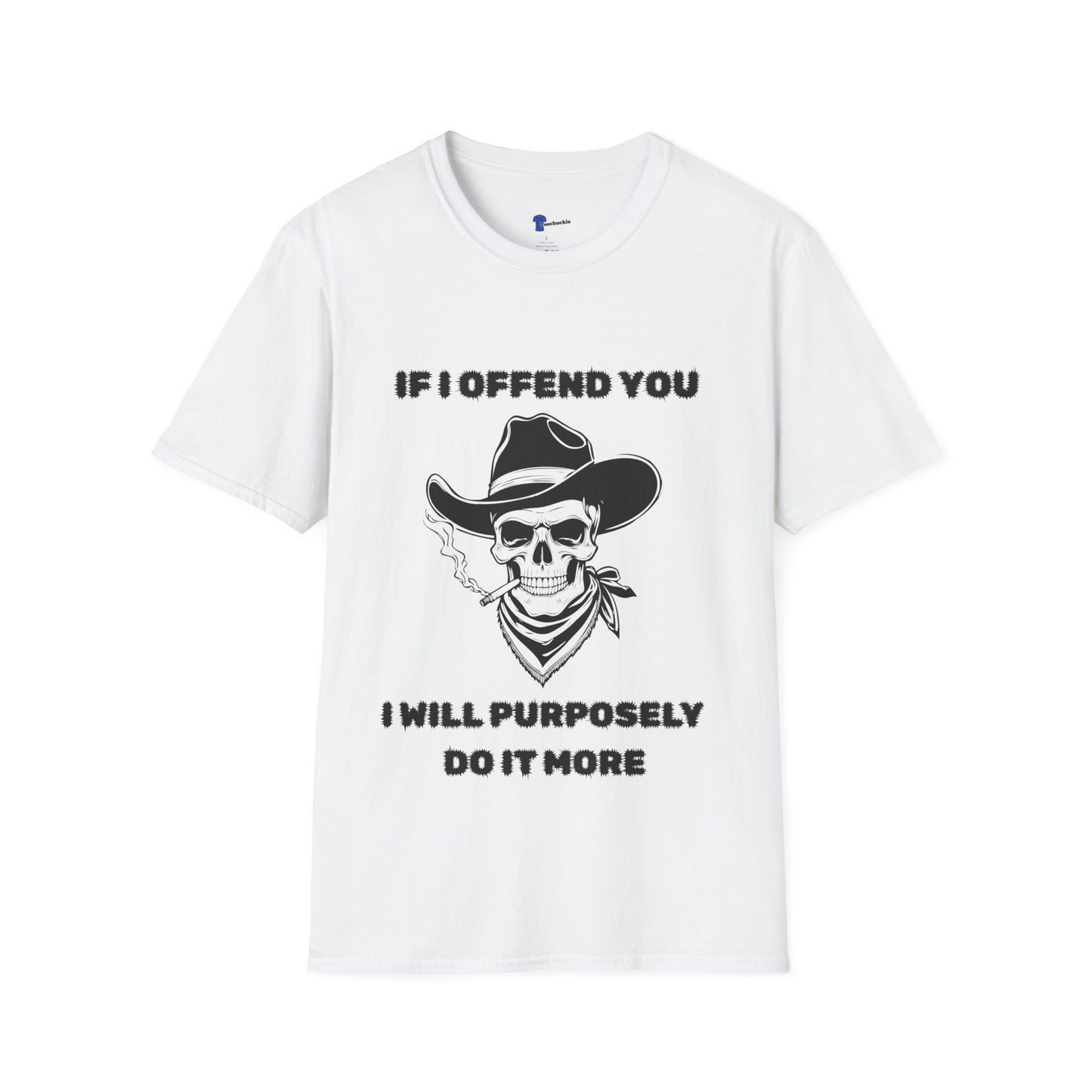 Cowboy Skull Design Sarcastic Gen X Cowboy Skull Shirt, If I Offend You Funny Outlaw T-Shirt, Rebel Western Graphic Tee, Unapologetic Humor Gift, Defiant Statement Clothing, Country Skull Apparel