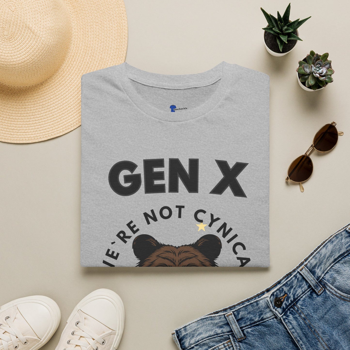 Funny Gen X Bear Shirt, We're Not Cynical We're Realistic T-Shirt, Vintage Generation X Graphic Tee, Sarcastic Latchkey Kid Gift