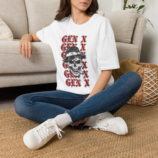 Gen X Skull Shirt Black Graphic Tee Mafia Gangster Skeleton Fedora T-Shirt Funny Gen X Birthday Gift For Men Sarcastic Biker Grunge Art