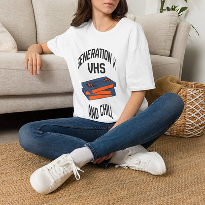 Funny Gen X VHS and Chill T-Shirt - Retro 80s 90s Nostalgia Graphic Tee