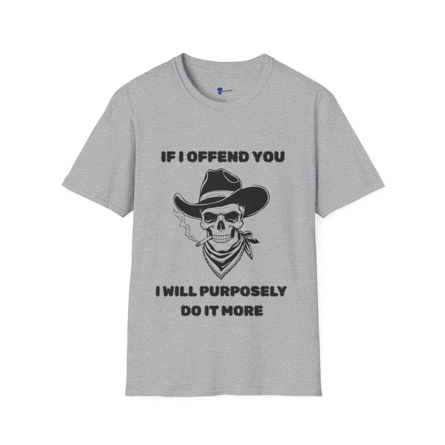 Cowboy Skull Design Sarcastic Gen X Cowboy Skull Shirt, If I Offend You Funny Outlaw T-Shirt, Rebel Western Graphic Tee, Unapologetic Humor Gift, Defiant Statement Clothing, Country Skull Apparel