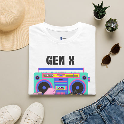 Retro 80s Gen X Boombox Black Shirt, The Last Cool Generation Dark Tee, Vintage Roller Skate Cassette Tape Graphic Apparel