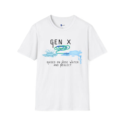 Gen X Hose Water Shirt Funny Generation X T-Shirt, Retro Raised on Hose Water and Neglect Tee, Latchkey Kid Watercolor Graphic