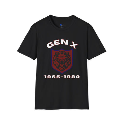Retro Gen X Lion Crest Shirt, Bold Generation X T-Shirt, 1965-1980 Vintage Shield Graphic Tee, Latchkey Kid Streetwear