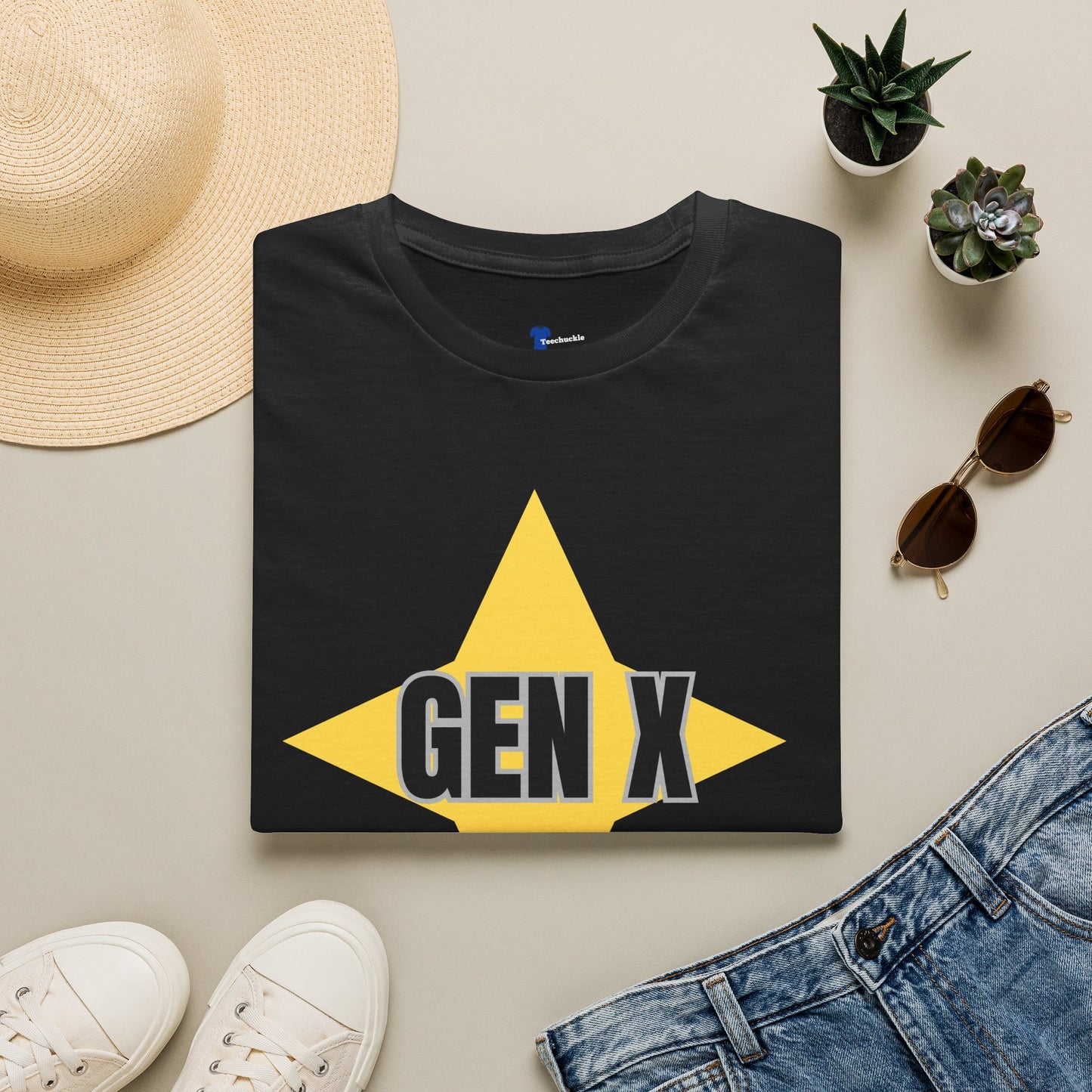 Gen x 1965-1980 Yellow Star T-shirt, Checkered Pattern Tee, Unisex Gift Shirt