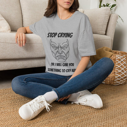 Comic Face Design Funny Gen X Nostalgia Shirt, Stop Crying Comic Graphic T-Shirt, Old School Tough Love Parenting Tee, Sarcastic Childhood Sayings, Retro Comic Book Line Art, Forgotten...