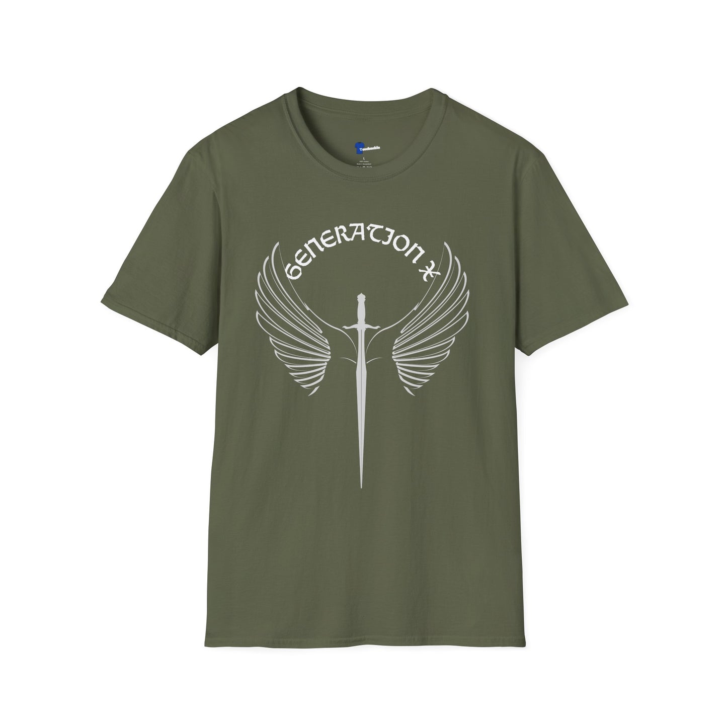Badass Gen X Dark Shirt Sword and Wings Graphic Tee, Gothic Style Generation X T-Shirt, 1970s Birthday Gift For Men, Alternative Latchkey Kid Apparel