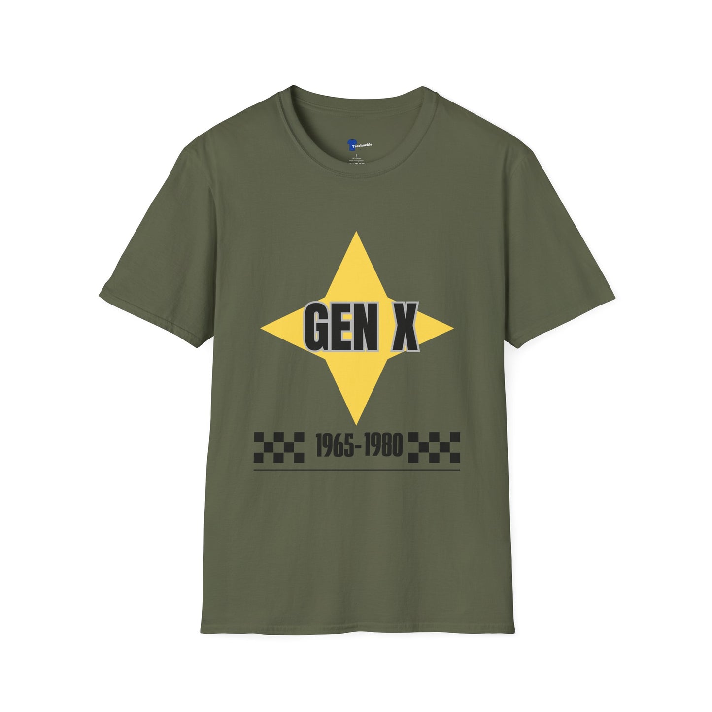 Gen x 1965-1980 Yellow Star T-shirt, Checkered Pattern Tee, Unisex Gift Shirt