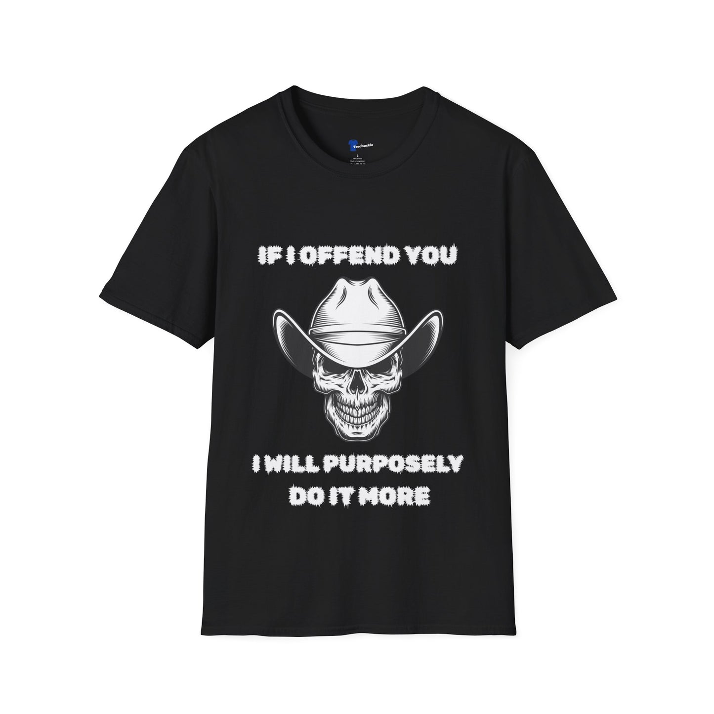 Cowboy Skull Design Sarcastic Gen X Cowboy Skull Shirt, If I Offend You Funny Outlaw T-Shirt, Rebel Western Graphic Tee, Unapologetic Humor Gift, Defiant Statement Clothing, Country Skull Apparel