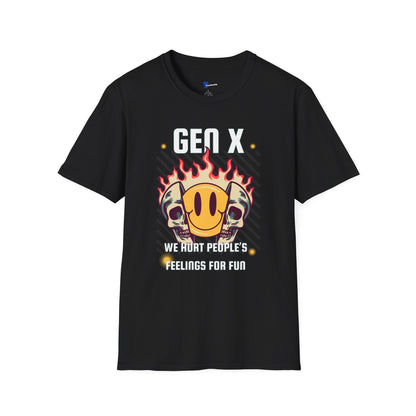 Gen X Shirt We Hurt People's Feelings For Fun T-Shirt, Funny Generation X Sarcastic Tee, Grunge Skull Smiley Face Graphic, Retro 90s Gift