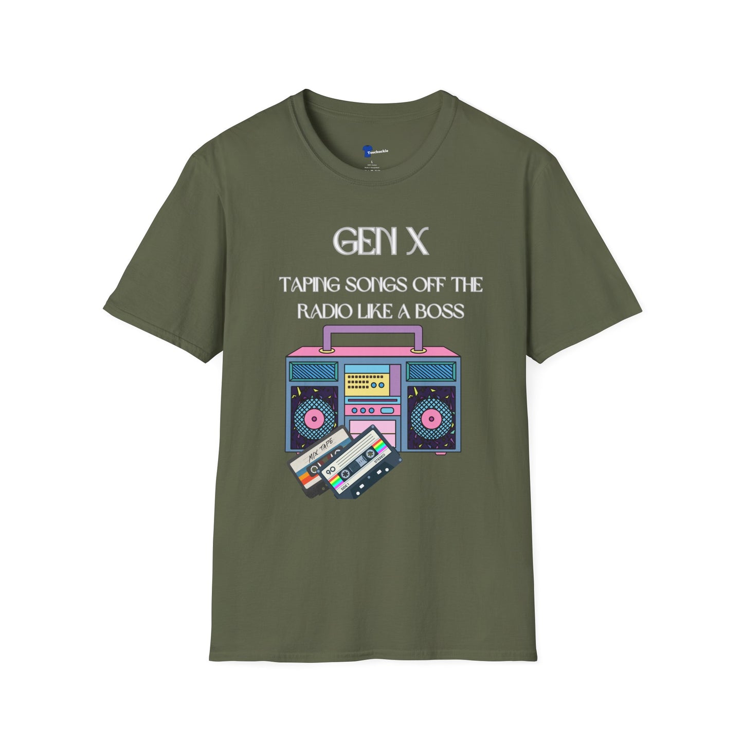 Gen X Radio T-Shirt, Taping Songs Off The Radio Cassette Tape Shirt, Retro 80s Boombox Graphic Tee, Funny Generation X Nostalgia Gift, 1980s Mixtape Apparel