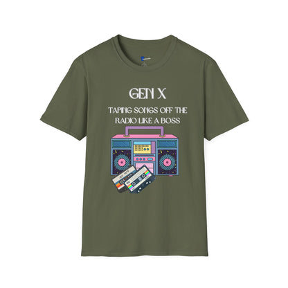 Gen X Radio T-Shirt, Taping Songs Off The Radio Cassette Tape Shirt, Retro 80s Boombox Graphic Tee, Funny Generation X Nostalgia Gift, 1980s Mixtape Apparel
