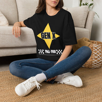 Gen x 1965-1980 Yellow Star T-shirt, Checkered Pattern Tee, Unisex Gift Shirt