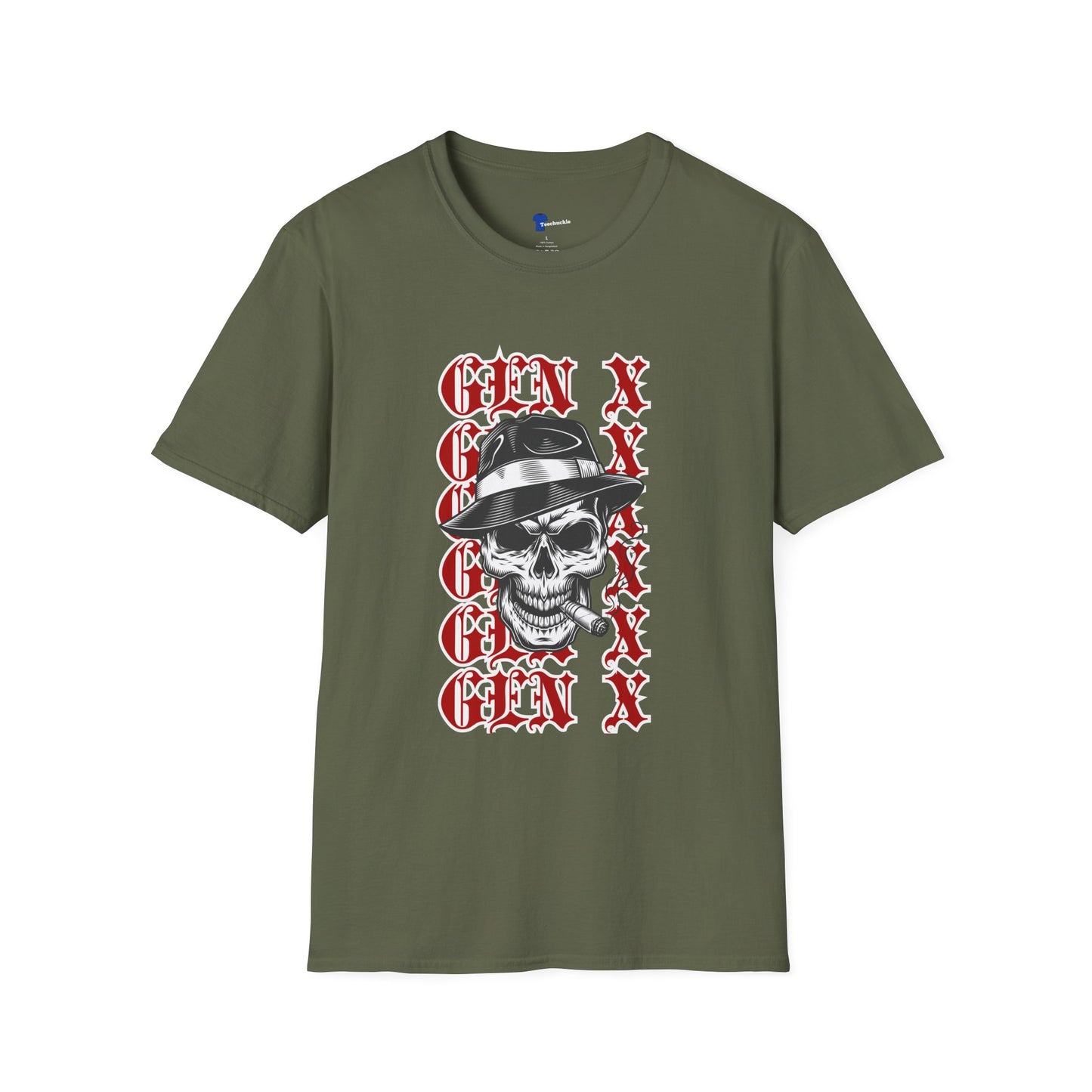 Gen X Skull Shirt Black Graphic Tee Mafia Gangster Skeleton Fedora T-Shirt Funny Gen X Birthday Gift For Men Sarcastic Biker Grunge Art