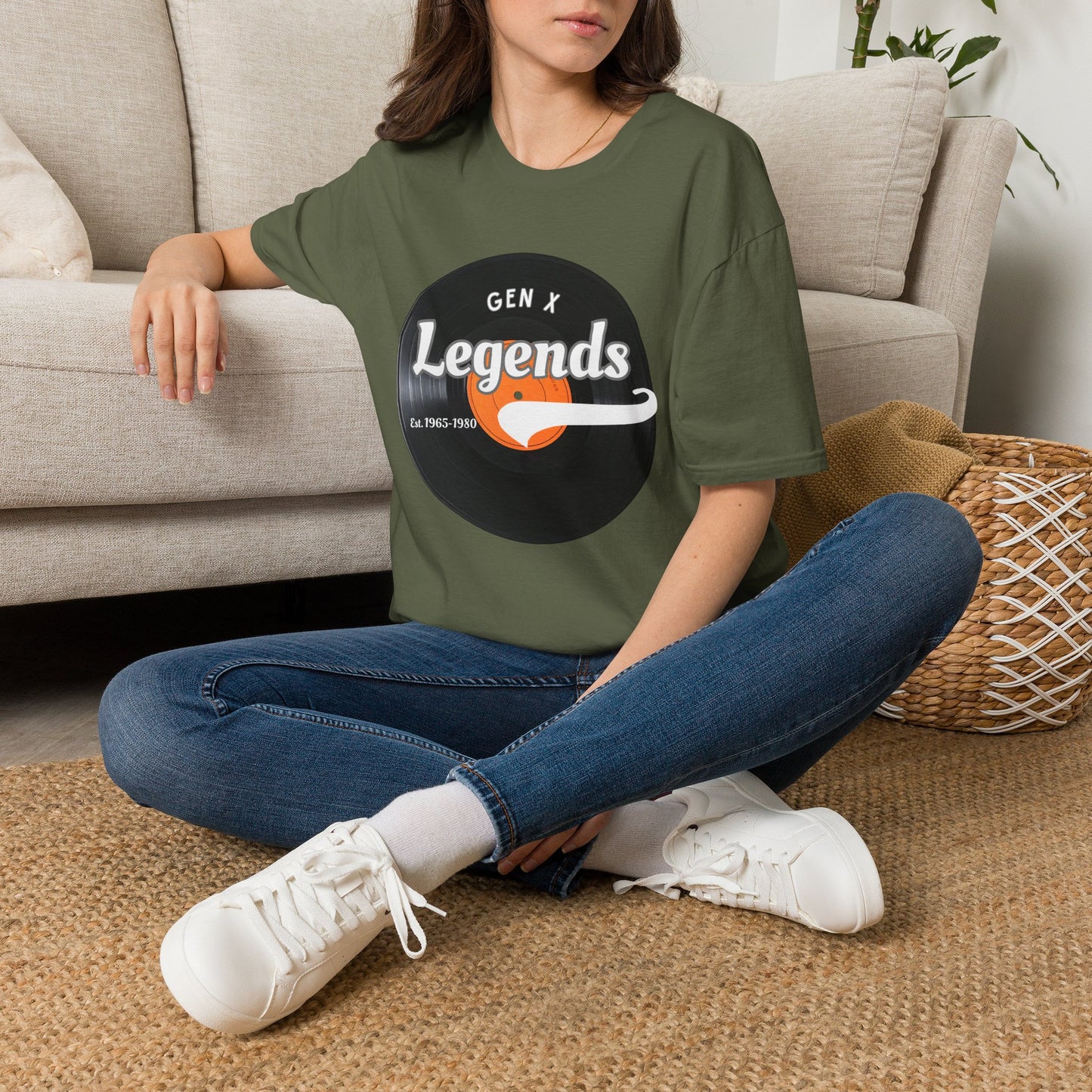 Vintage Vinyl Gen X Legends T-Shirt - Retro 70s 80s Music Lover Gift