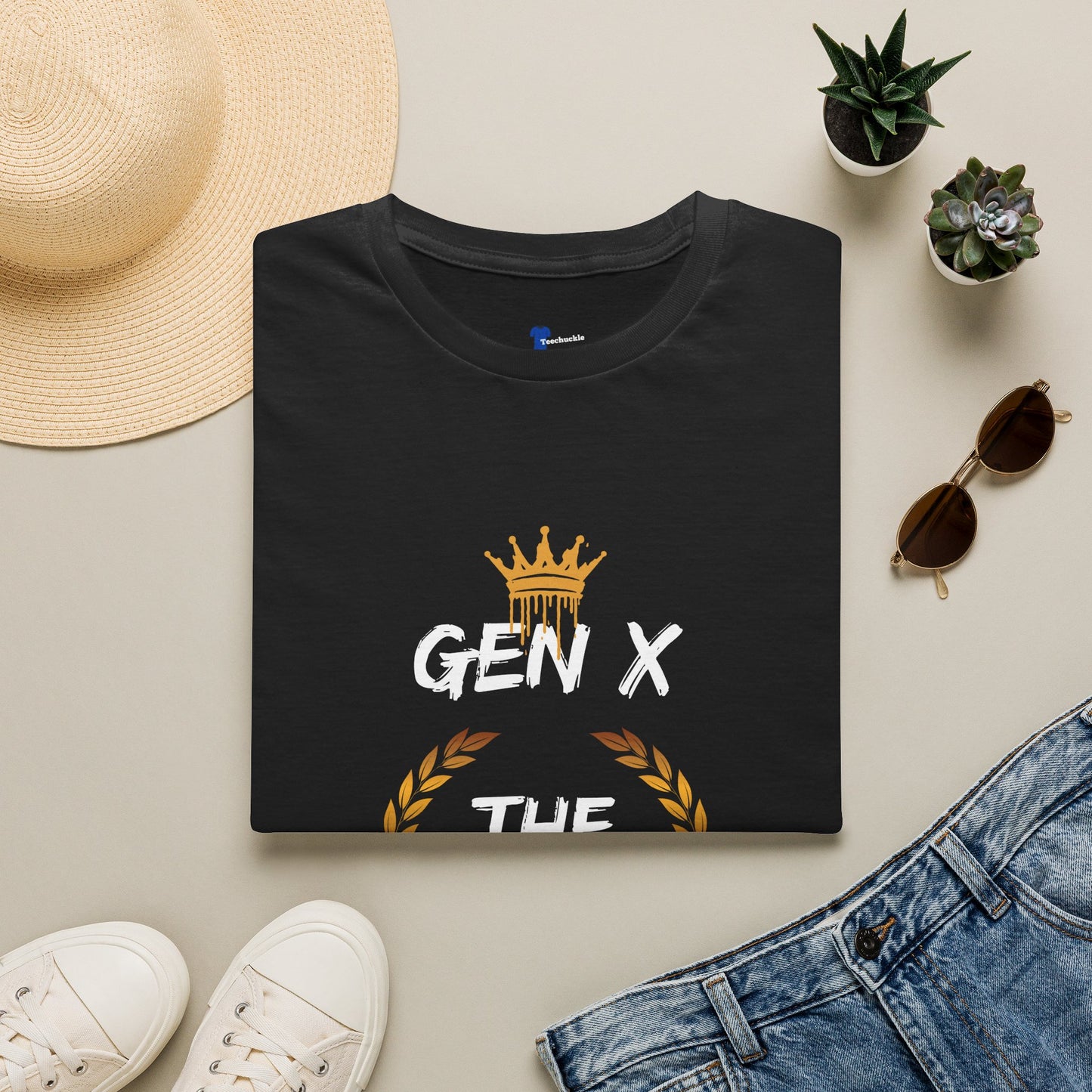 Gen X The Best Shirt, 1965 to 1980 Birthday Gift T-Shirt, Funny Generation X Graphic Tee, Retro Laurel Wreath Apparel, Vintage Gold Crown Emblem Top