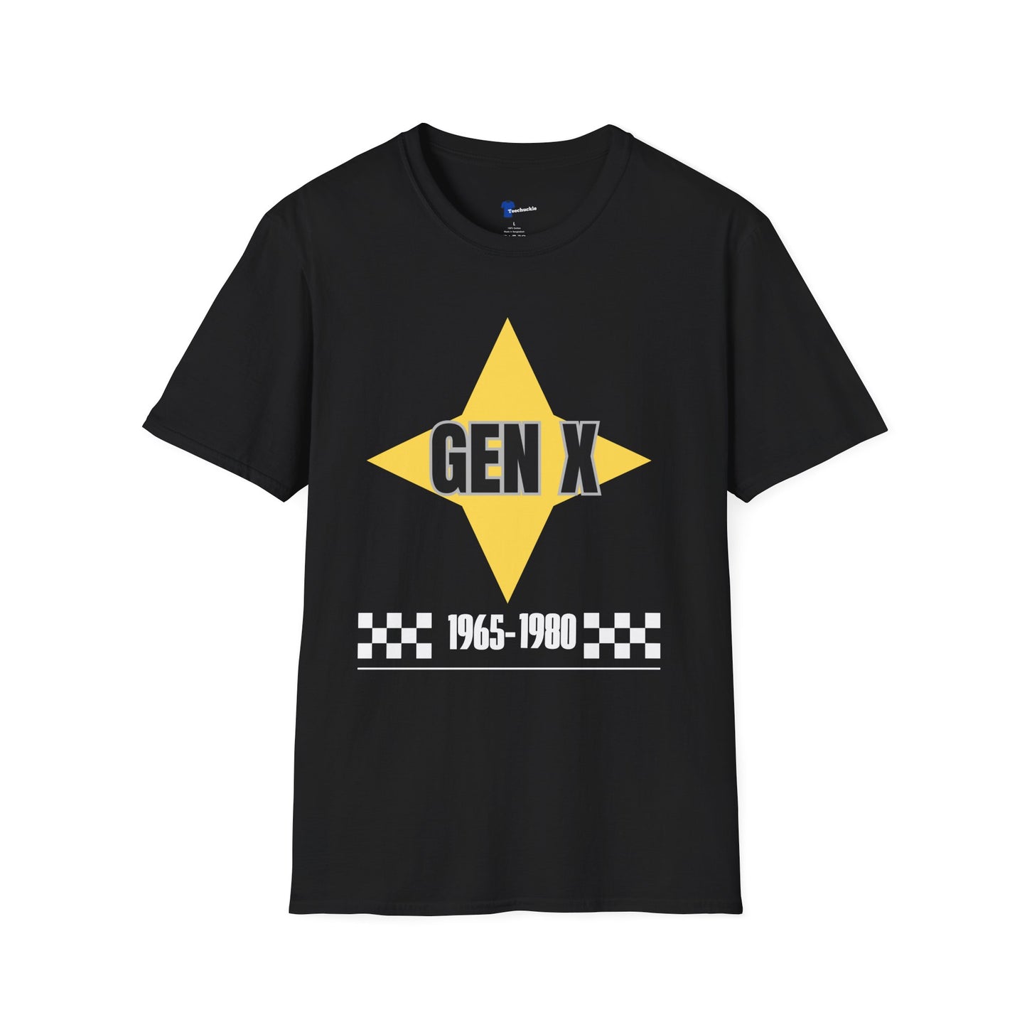 Gen x 1965-1980 Yellow Star T-shirt, Checkered Pattern Tee, Unisex Gift Shirt