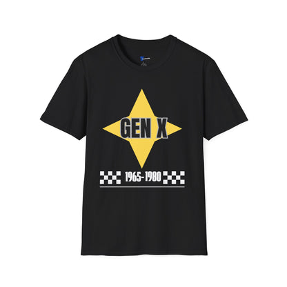 Gen x 1965-1980 Yellow Star T-shirt, Checkered Pattern Tee, Unisex Gift Shirt