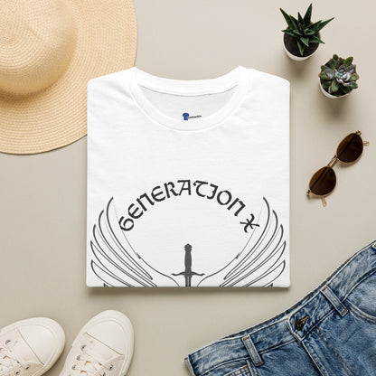 Badass Gen X Dark Shirt Sword and Wings Graphic Tee, Gothic Style Generation X T-Shirt, 1970s Birthday Gift For Men, Alternative Latchkey Kid Apparel