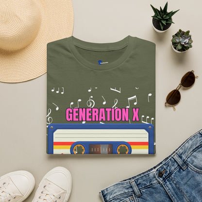 Generation X Shirt 1965 to 1980, Retro 80s Cassette Tape Graphic Tee, Vintage Mixtape Music TShirt, Old School Gen X Apparel Birthday Gift
