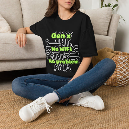 Gen X No WiFi No Problem Shirt, Sarcastic Circuit Board Graphic Tee, Retro Tech TShirt Dark Aesthetic, Cyberpunk Generation X Gift, Funny Computer Nerd Apparel