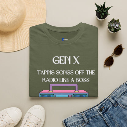 Gen X Radio T-Shirt, Taping Songs Off The Radio Cassette Tape Shirt, Retro 80s Boombox Graphic Tee, Funny Generation X Nostalgia Gift, 1980s Mixtape Apparel