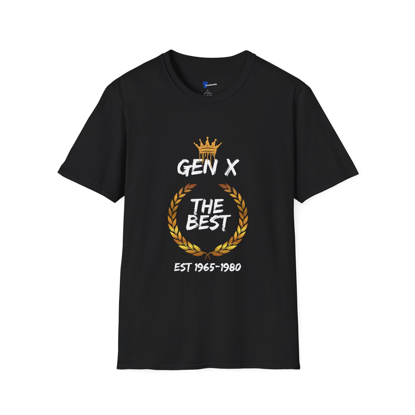 Gen X The Best Shirt, 1965 to 1980 Birthday Gift T-Shirt, Funny Generation X Graphic Tee, Retro Laurel Wreath Apparel, Vintage Gold Crown Emblem Top
