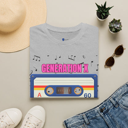 Generation X Shirt 1965 to 1980, Retro 80s Cassette Tape Graphic Tee, Vintage Mixtape Music TShirt, Old School Gen X Apparel Birthday Gift