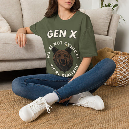 Funny Gen X Bear Shirt, We're Not Cynical We're Realistic T-Shirt, Vintage Generation X Graphic Tee, Sarcastic Latchkey Kid Gift