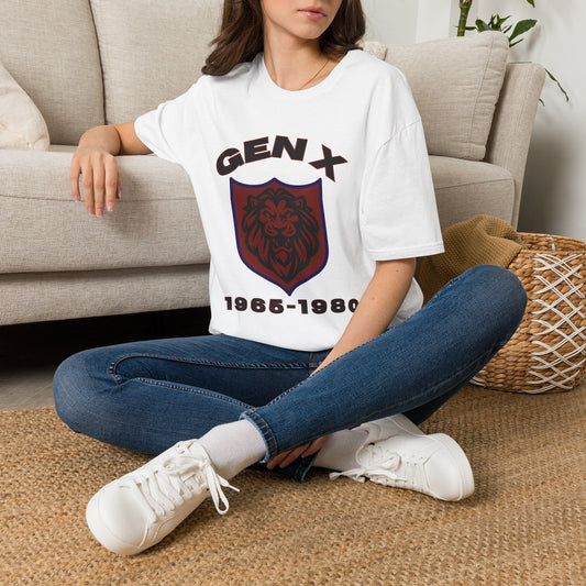 Retro Gen X Lion Crest Shirt, Bold Generation X T-Shirt, 1965-1980 Vintage Shield Graphic Tee, Latchkey Kid Streetwear